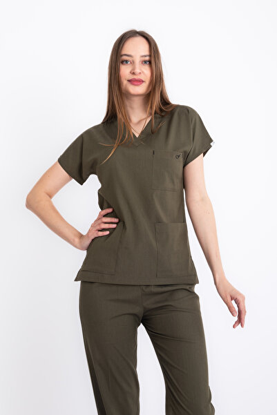 VİZYON UNIFORM Premium Flex Haki Yeşili Hemşire Forması Cerrahi Takım (UNİSEX)