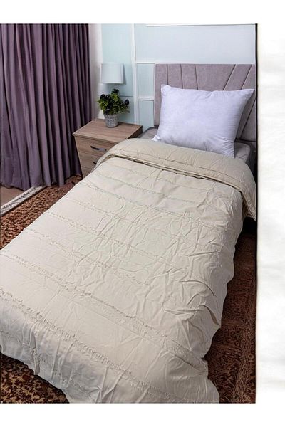 Clasy 100% Cotton Ranforce Single Double Sided Quilt Avola V1 Cream Plain Pattern