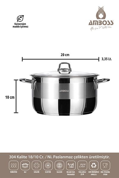 Amboss Saphire 3 Piece Induction Compatible Stainless Steel Cookware Pan Set