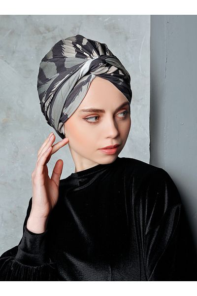 Differenza Khaki Color Tigers Patterned Wrapped Bonnet