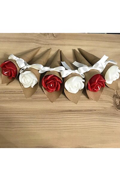 BlueDaisyCandle Kişiye Özel BEYAZ BUKET GÜL 15 Adet mum Düğün - Nişan - Söz Hediyelik Gül Model Vanilya Kokulu -