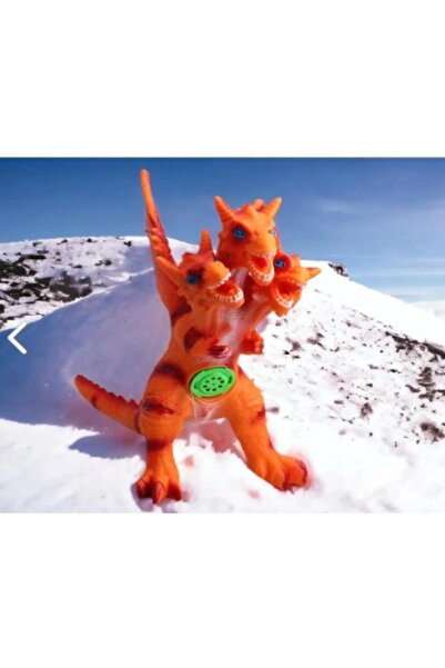 Online Gerçek Görünümlü Soft Silikon Kaplı Sesli Kükreyen 3 Başlı Ejderha Dinozor Büyük Boy 25*35 Cm