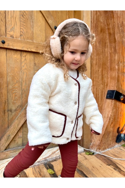 DİVİSTA Unisex Kids White Welsoft Plush Cardigan
