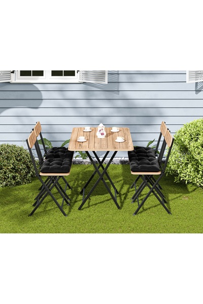 Güzelkan 4 Kişilik Minderli Bistro Takım Bahçe Masa Sandalye
