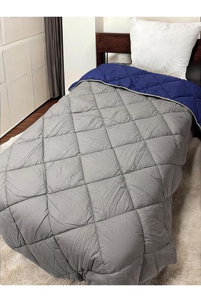 Clasy 100% Cotton Ranforce Single Double Sided Quilt Prestige V2 Blue-Grey Plain Pattern