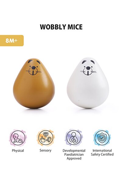IntelliBaby IntelliBaby Roly Poly Wobbly Mice, Level 4 - Durable Wooden Toy E...