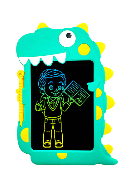 Fab N Funky Dinosaur LCD Writing & Drawing Tablet - Lightweight, Child-Safe ABS, Green, 3+ Years