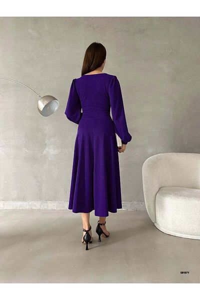 Trendusfashion Rochie midi cu mânecă lungă din crepon Scuba - Design elegant și atemporal