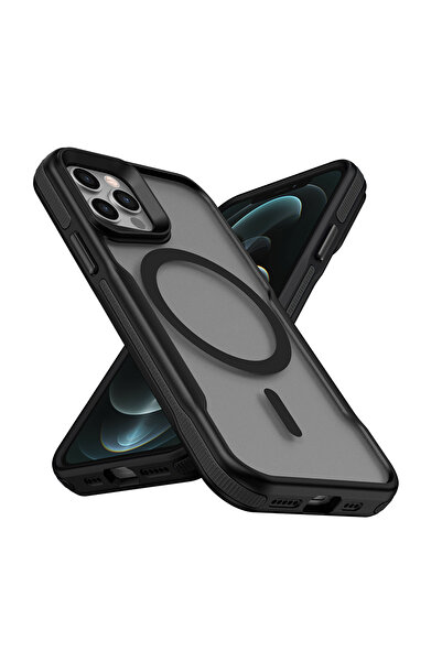 Nezih Case Apple iPhone 12 Pro Max Uyumlu Magsafe Şarj Özellikli Renkli Kenar...