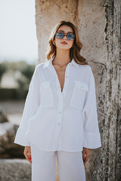 Cosibello Home Set de damă Bella Muslin Rahat croială alb