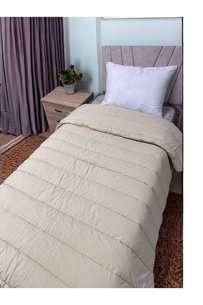 Clasy 100% Cotton Ranforce Single Double Sided Quilt Avola V1 Cream Plain Pattern