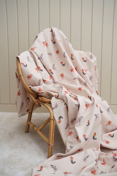 Tuğba Kuğu Printed Panama Fabric (100% Cotton) |   Tiny Tulips