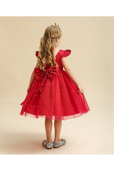 Kookie Kids Tulle Embellished Dress - Red