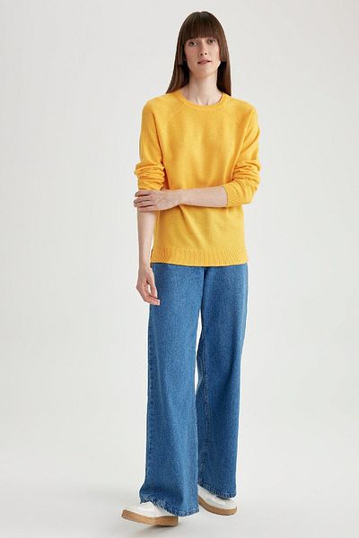 DeFacto Regular Fit Crew Neck Basic Plain Knitwear Sweater I6913Az23Wn