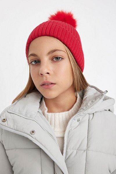 DeFacto Girl's Pompom Patterned Beret - C7643A824Wn