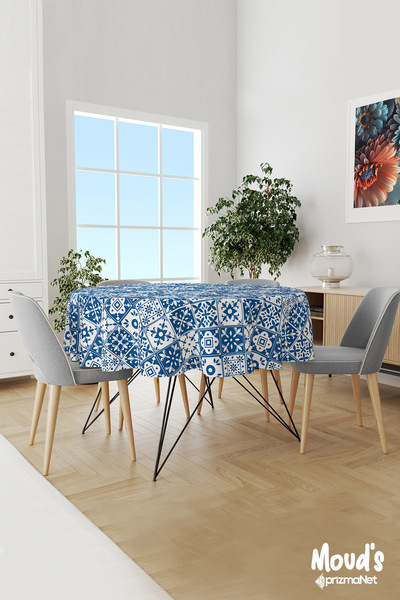 Moud's Türkiye Ethnic Patterned Round Suede Carefree Tablecloth