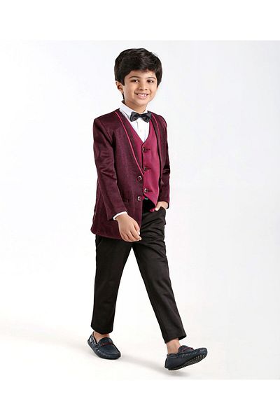 Babyhug 4-Piece Party Suit - Maroon Black
