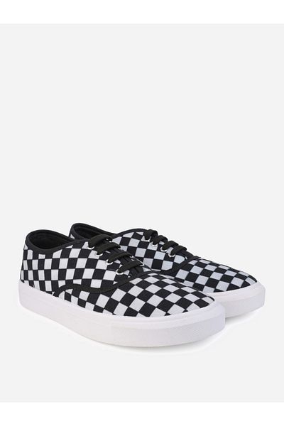 Styli Checkerboard Canvas Lace Up Sneakers