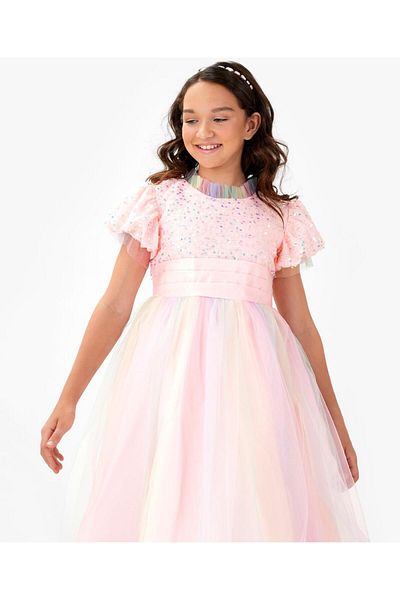 Kookie Kids Sequin Embellished Party Dress - Pink