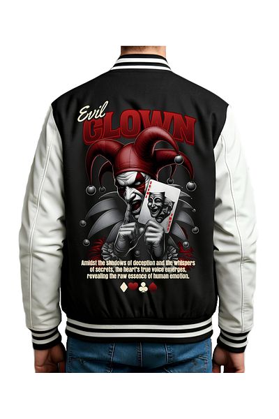 Edizen Clown 2025 Unisex Oversize εμπριμέ μαύρο κολεγιακό μπουφάν 100% βαμβάκι