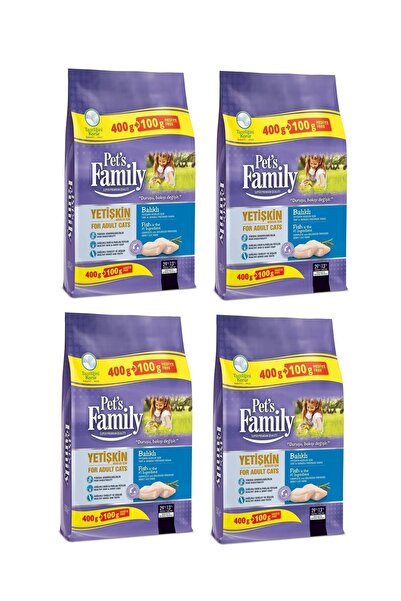 Pets Family Balıklı Yetişkin Kedi Maması 500 gr X 4 Paket (TOPLAM 2000 GR)