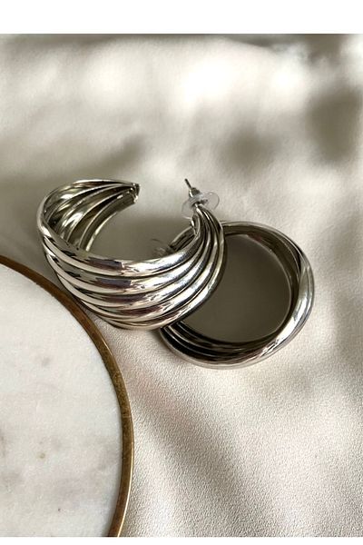 gaila design Big Silver Color Coiled Hoop Earrings