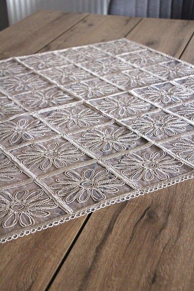 DDHOME 90X90 cm Fiskos Δαντέλα Πλεκτό Τραπέζι - 5001-PAPATYA