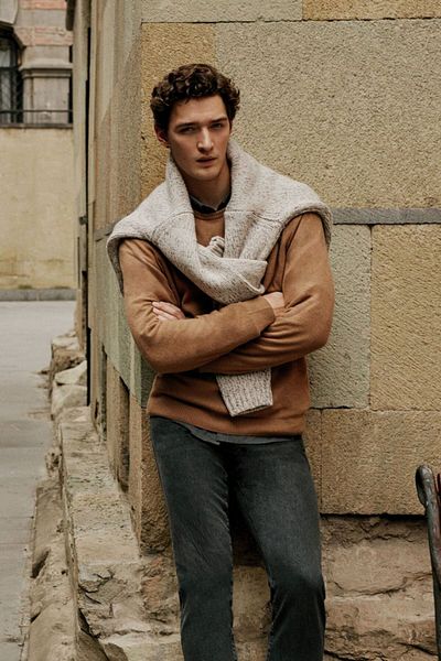 ALTINYILDIZ CLASSICS Cotton Standard Fit Normal Cut Thessaloniki Knit Crew Neck Knitwear Mink Sweater