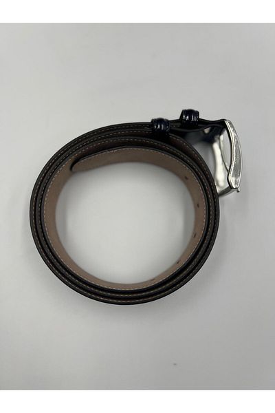 Sarar Patent Leather Men's Belt - Navy Blue, Genuine Leather