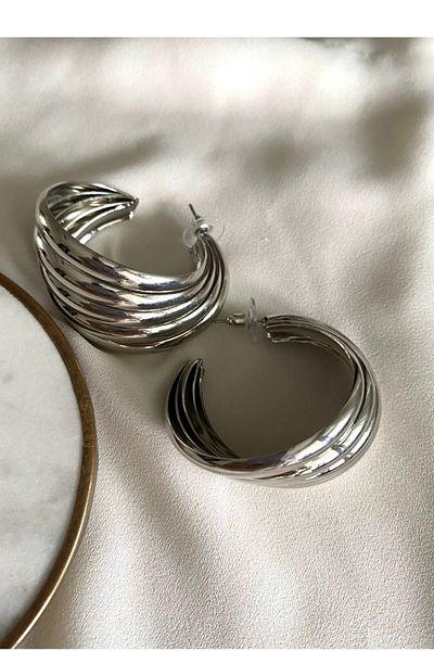 gaila design Big Silver Color Coiled Hoop Earrings