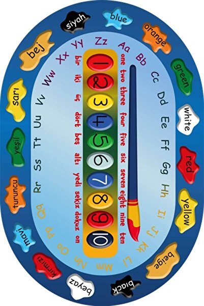 Aden Öğretici Çocuk Oyun Halısı Kaymaz Makinede Yıkanabilir Eğitici Bebek Ve ...