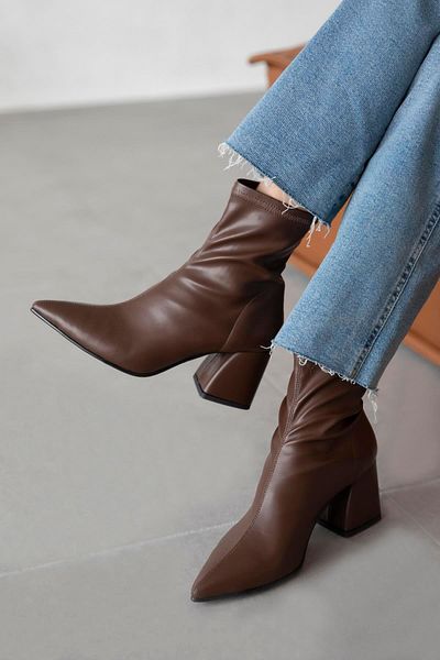 STRASWANS Garcia Women's Stretch Pointed Leather Boots Brown