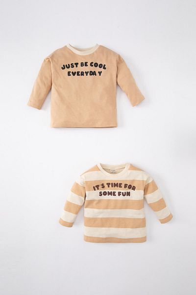 DeFacto Baby Boy Crew Neck Printed 2-Piece Long Sleeve T-shirt C3601a524sp