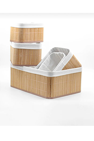 Janset سلة من الخيزران مكونة من 5 قطع، منظم خزانة من الخيزران عالي الجودة، سل...