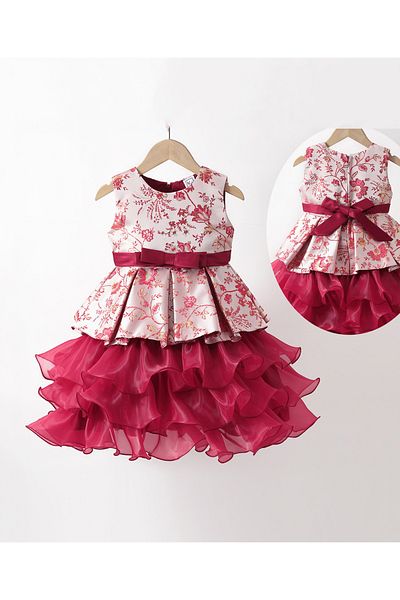 Kookie Kids Multi Flare Party Dress - Red