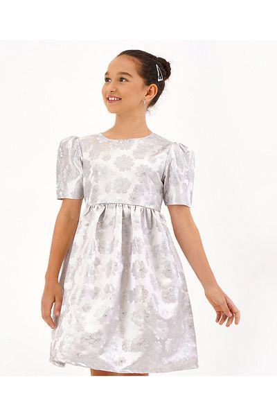 Primo Gino Floral Embellished Party Dress - Silver