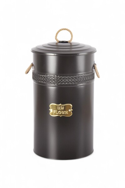 Milenay Premium 4'lü Un Saklama Kovası Seti, Osmanlı Motifli Halat Kulplu, 5-16-30-50 Litre