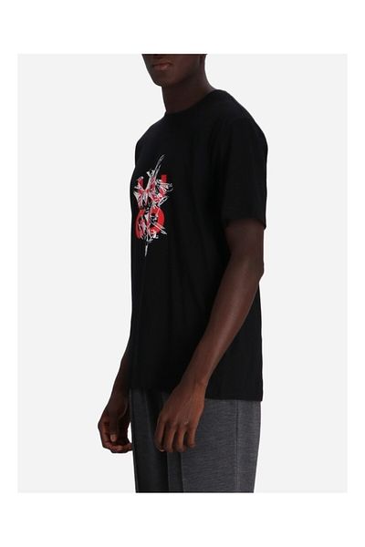 HUGO Men's Black Print Crew Neck T-Shirt - Short Sleeve, Regular Fit 50523839 -002