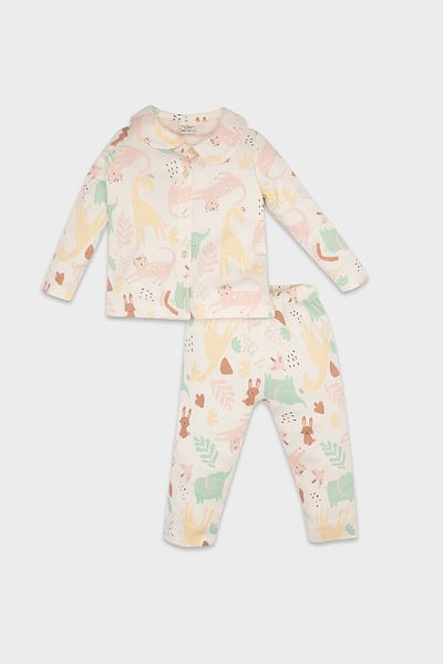 DeFacto Baby-Mädchen-Safari-bedrucktes langärmliges 2-teiliges Pyjama-Set D8289A5NS