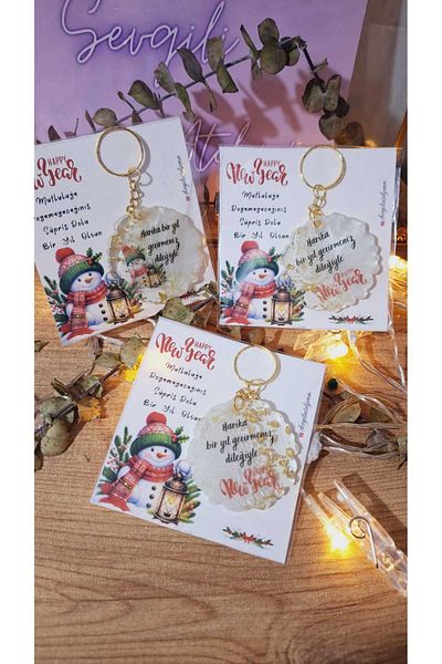 SevgiliAtolyemm New? Year Themed - Keychain with 10 Card Gifts