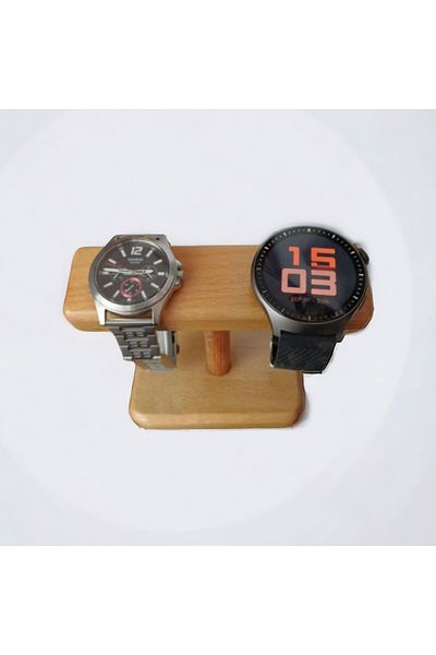 woodory Brown Wood 2-Piece Watch and Jewelry Organizer Stand