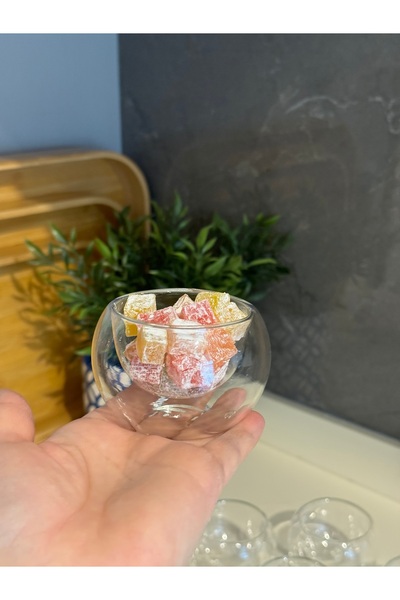 Janset 6 Pieces Glass Double Walled Bowl Set - Sugar Bowl, Jam Bowl, Sauce Bowl and Snack Bowl