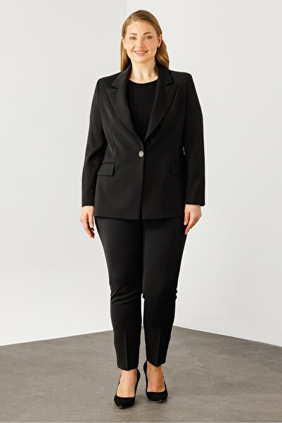 Moda İlgi Modailgi  Tek Düğmeli Klasik Ceket Siyah