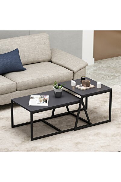 İNARCH DİZAYN Minimal 2'li Orta Sehpa Antrasit