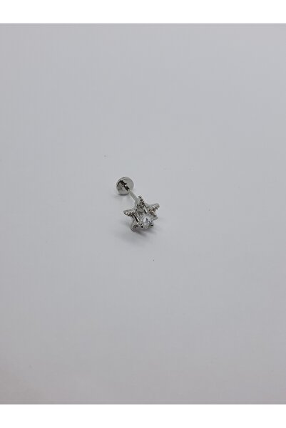 Set Paslanmaz Çelik Parlak  Zirkon Taşlı ''YILDIZ'' Tragus Küpe ( En:8 mm Boy: 8 mm )