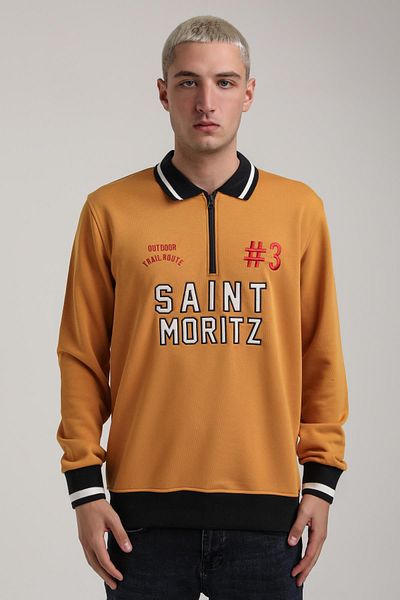 NEW WORLD POLO Crew Neck Mustard Slim Fit Sweatshirt 24Fwm60207