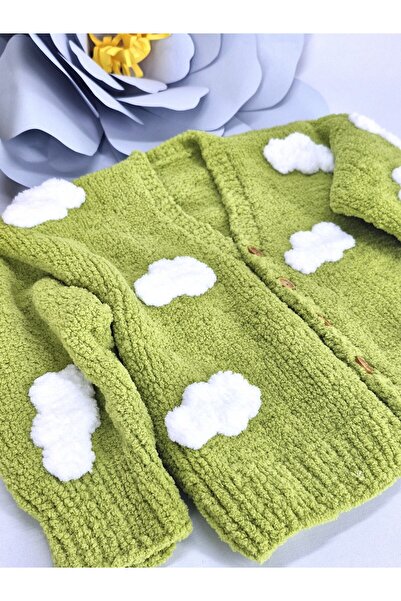 Evitle El Örgüsü Soft Peluş Bulutlu Unisex Çocuk Hırka