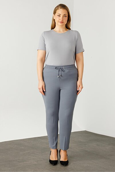 Moda İlgi Modailgi  Beli Lastikli Krep Pantolon Gri