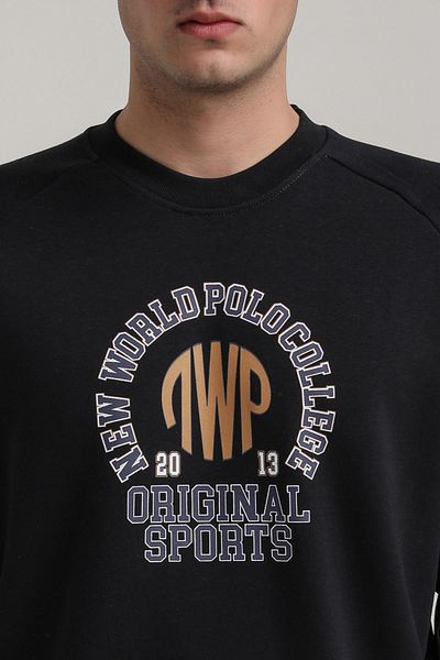 NEW WORLD POLO Crew Neck Navy Blue Slim Fit Sweatshirt 24Fwm60187