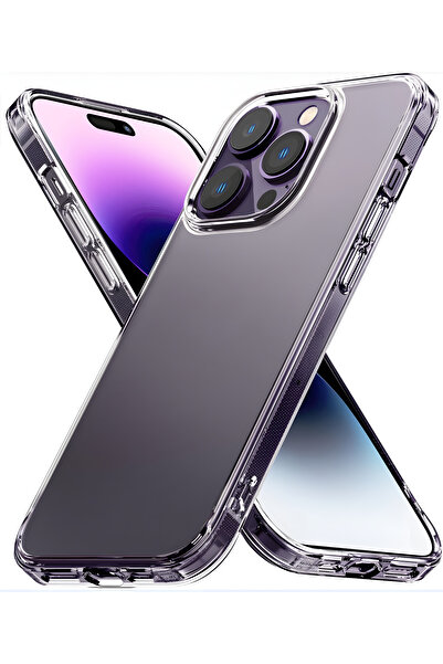 Fibaks İphone 14 Pro Uyumlu Kılıf Yumuşak Şeffaf Ince Esnek Renksiz Silikon Kapak